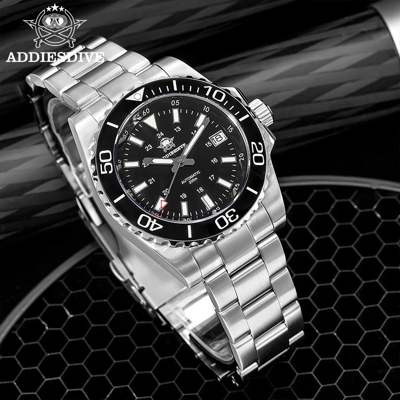 Watch Bezel Insert - ADDIESDIVE Męski Zegarek 8215 Mechaniczny Szafirowy