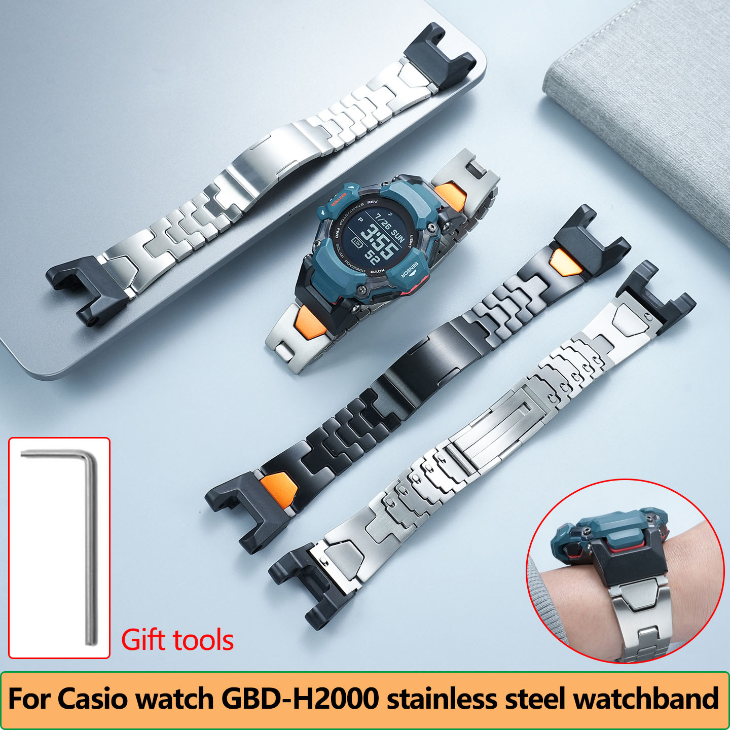 Casio Watches Smartwatch - Wodoodporna metalowa bransoleta do smartwatcha sportowego