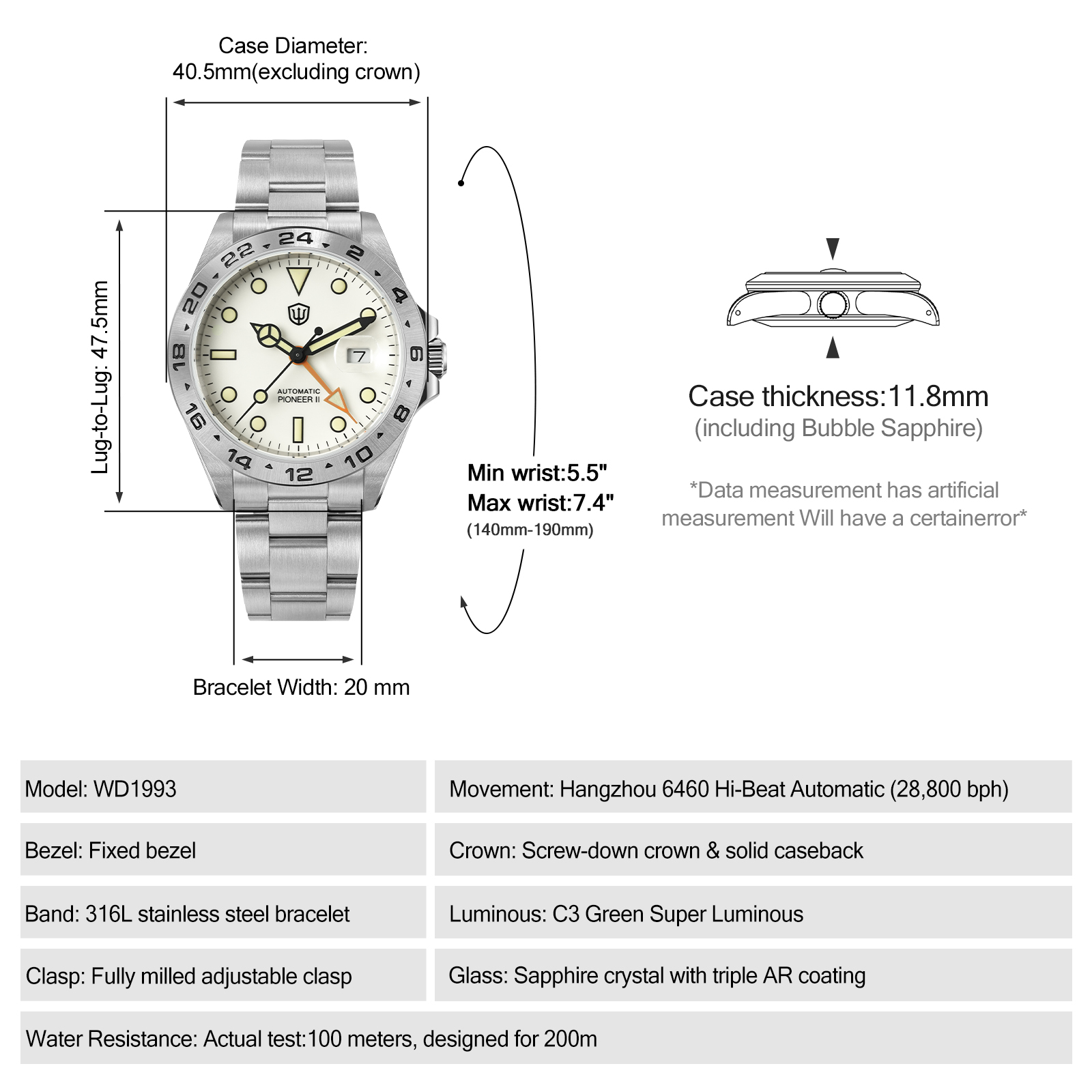 Watchdives WD1993 40mm HangZho – Rolex Watch Submariner recenzja i cena